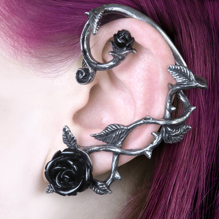 Black Rose Ear Wrap- on model