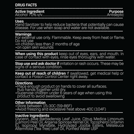 Volt Sanitizer- Drug Facts