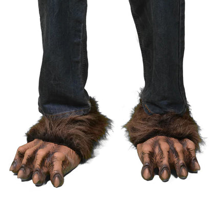 Brown Werewolf Feet- worn by model front view