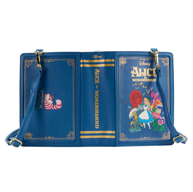 Alice In Wonderland Book Convertible Crossbody Bag- open front view