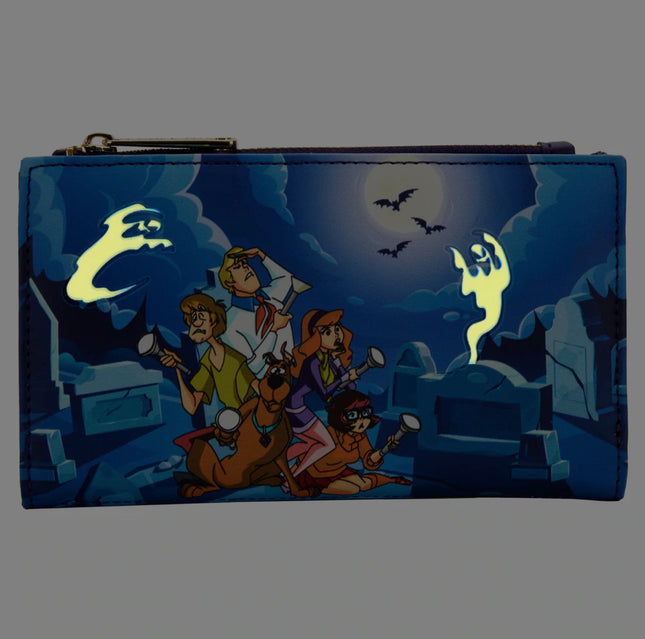 Scooby Doo Monster Chase Glow In The Dark Flap Wallet- glowing front view