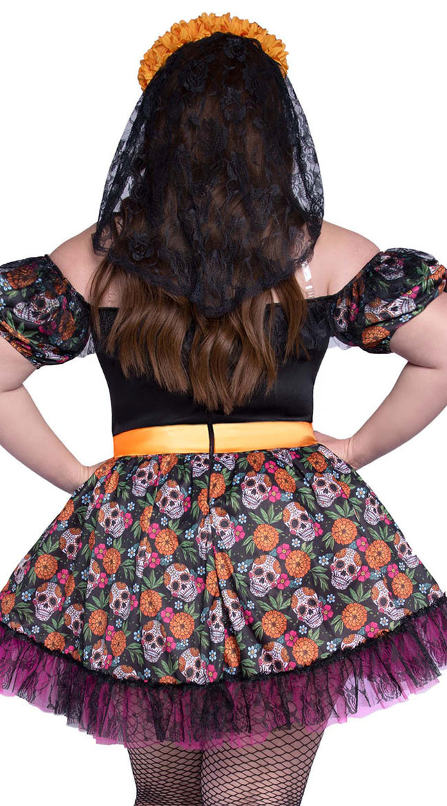 Plus Marigold Catrina Costume- back view