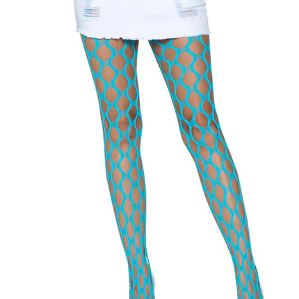 Ivy Pothole Net Tights- neon blue