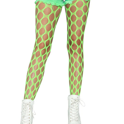 Ivy Pothole Net Tights- neon green