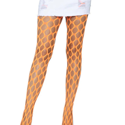 Ivy Pothole Net Tights- neon orange