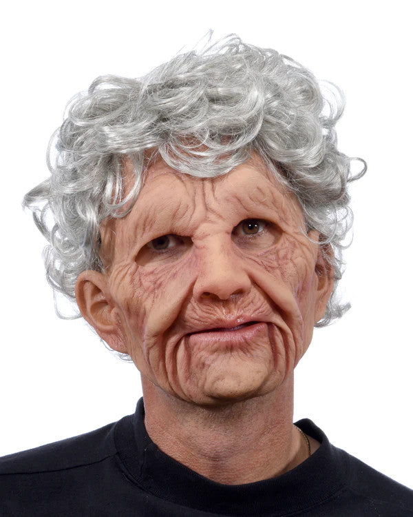 Superosft Old Woman Mask- front view, mouth closed