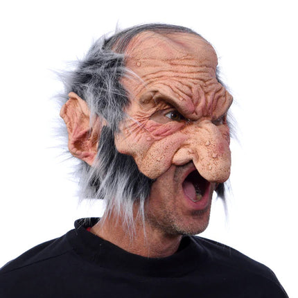Goblin Old Man Mask- right angled view, mouth open