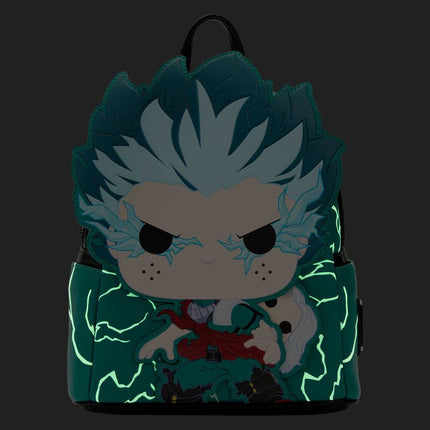 POP! My Hero Academia Deku Infinity Glow In The Dark Cosplay Mini Backpack- glowing front view