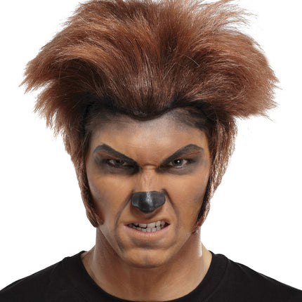 Dark Brown Short Wolfman Wig with Sideburns