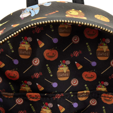 Winnie The Pooh Halloween Group Glow In the Dark Mini Backpack- inside lining print