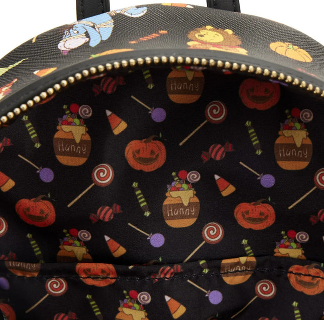 Winnie The Pooh Halloween Group Glow In the Dark Mini Backpack- inside lining print