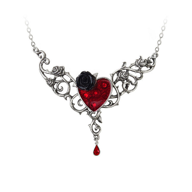 The Blood Rose Heart Pendant- close up