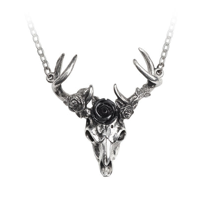 White Hart, Black Rose Pendant- close up