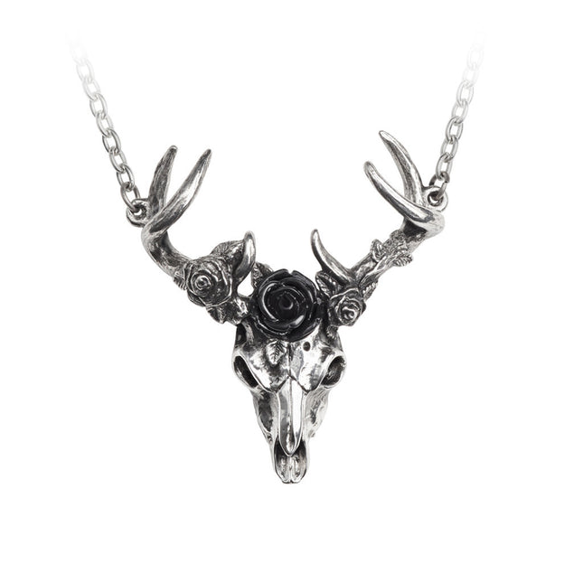 White Hart, Black Rose Pendant- close up