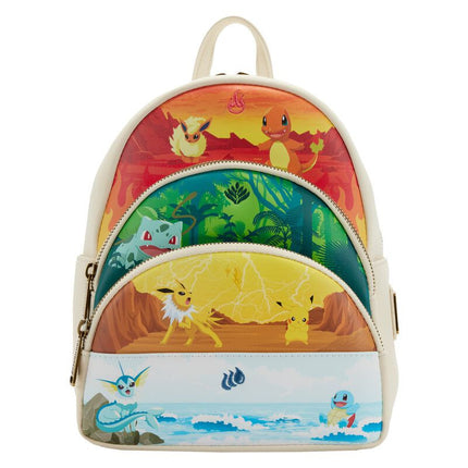 Pokemon Elements Triple Pocket Mini Backpack- front view