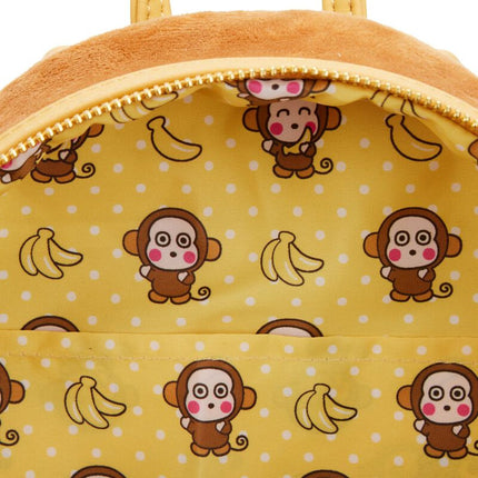 Sanrio Monkichi Cosplay Mini Backpack- inside lining print