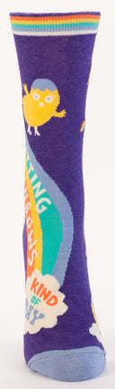 Shitting Rainbows Crew Socks- single sock front view