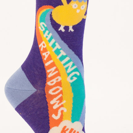 Shitting Rainbows Crew Socks- single sock right side view