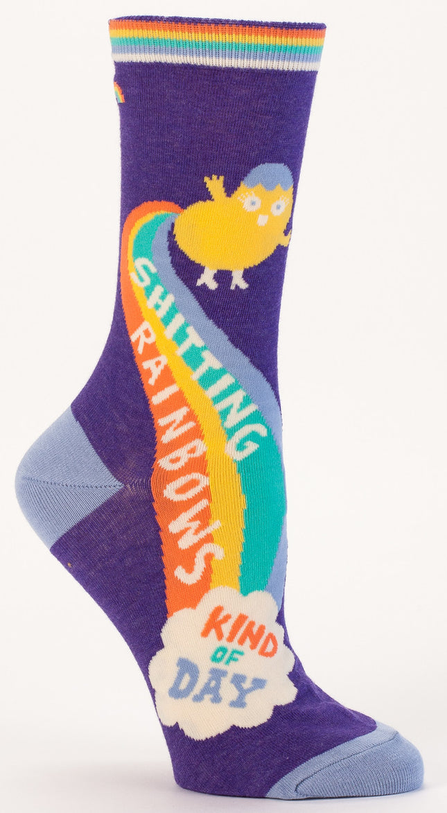 Shitting Rainbows Crew Socks- single sock right side view