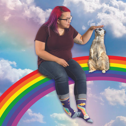 Shitting Rainbows Crew Socks- worn by model