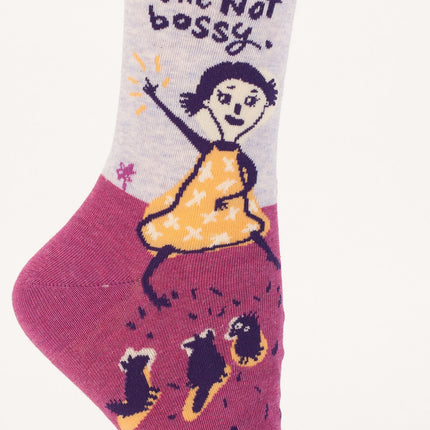 I'm Not Bossy Crew Socks- single sock right side view