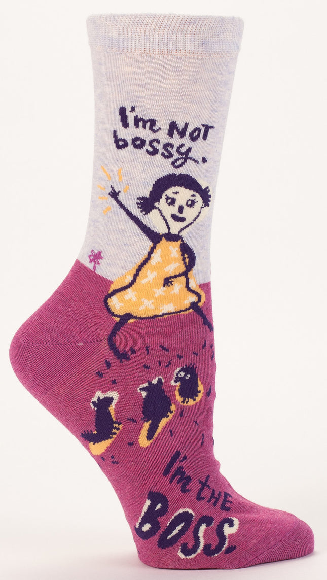 I'm Not Bossy Crew Socks- single sock right side view