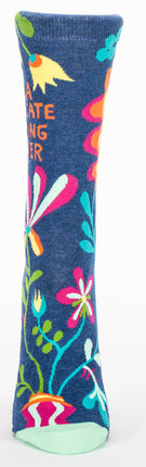Delicate Fucking Flower Crew Socks- single sock front view