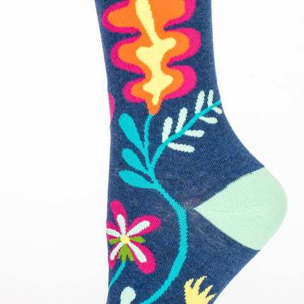 Delicate Fucking Flower Crew Socks- single sock left side view