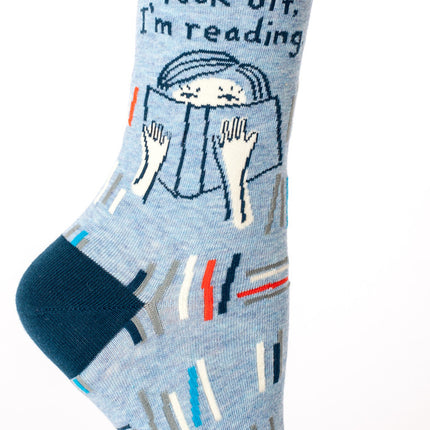 Fuck Off, I'm Reading Crew Socks- single sock right side view