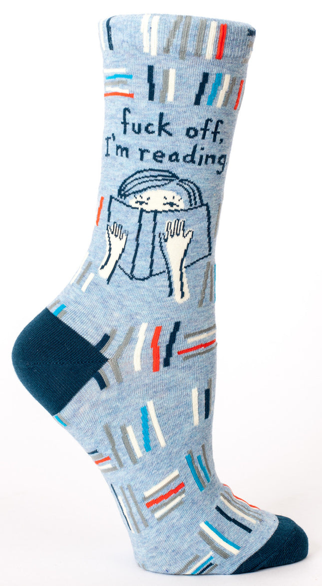 Fuck Off, I'm Reading Crew Socks- single sock right side view