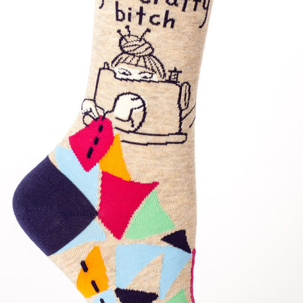 You Crafty Bitch Crew Socks- single sock right side view