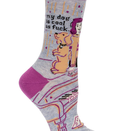 My Dog Is Cool As Fuck Crew Socks- single sock right side view