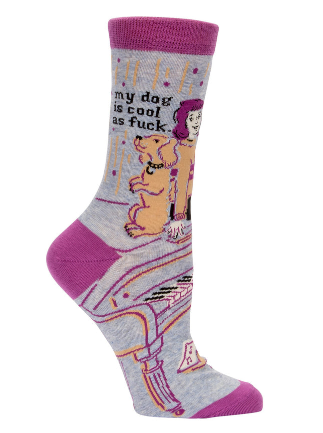 My Dog Is Cool As Fuck Crew Socks- single sock right side view