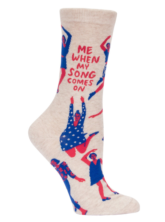 When My Song Comes On Crew Socks- single sock right side view