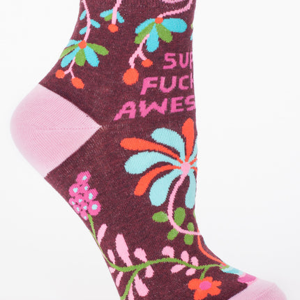 Super Fucking Awesome Ankle Socks- single sock right side view