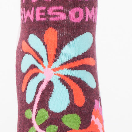 Super Fucking Awesome Ankle Socks- single sock front view
