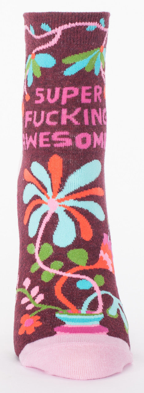 Super Fucking Awesome Ankle Socks- single sock front view