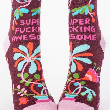 Super Fucking Awesome Ankle Socks- front view