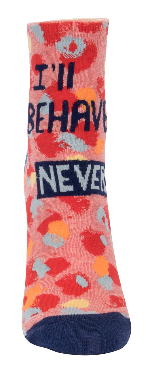 I'll Behave Never Ankle Socks- single sock front view