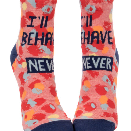 I'll Behave Never Ankle Socks- front view