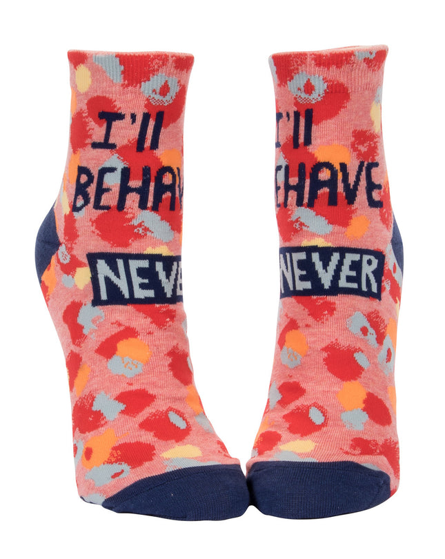 I'll Behave Never Ankle Socks- front view