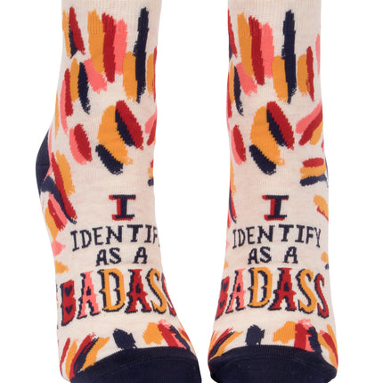 I Identify As A Badass Ankle Socks- front view