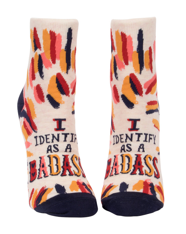 I Identify As A Badass Ankle Socks- front view