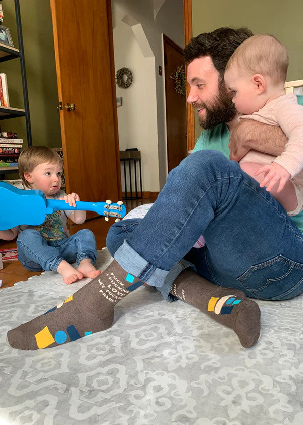 Fuck, I Love My Fucking Family Men's Socks- worn by model
