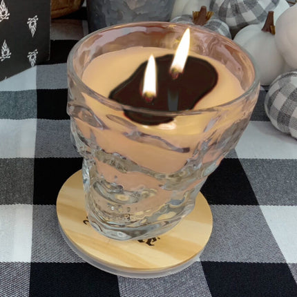 Skull Mug Color Changing Candle (Black)- burning