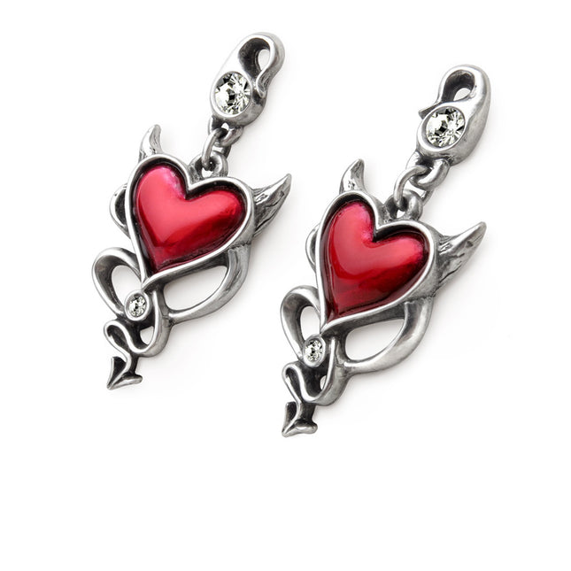Devil Heart Earrings- flat view