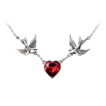 Swallow Heart Necklace- close up