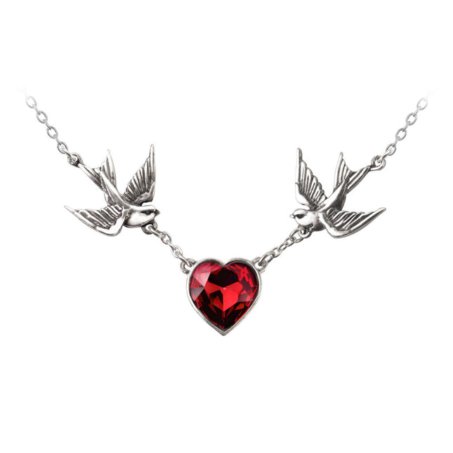 Swallow Heart Necklace- close up