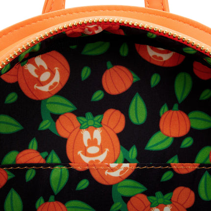 Minnie Mouse Pumpkin Glow In The Dark Mini Backpack- inside lining print