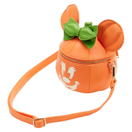 Minnie Mouse Pumpkin Figural Glow In The Dark Crossbody Bag- top view